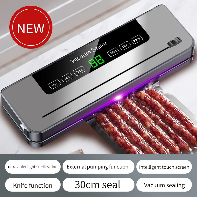 Vacuum Sealer for Home Packaging Fresh-keeping Machine Digital Display Vacuum MachineDry/Wet Food Sealer Built-in Cutter
