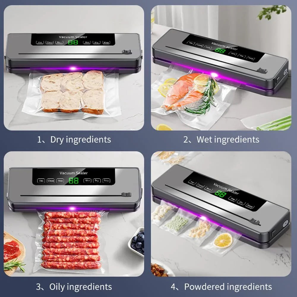 Vacuum Sealer for Home Packaging Fresh-keeping Machine Digital Display Vacuum MachineDry/Wet Food Sealer Built-in Cutter
