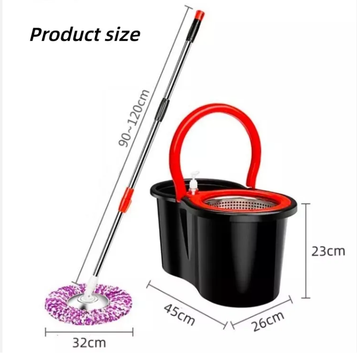 Smart 360° Turbo Spin Mop Set – Quick Dry Bucket & Stainless Rod