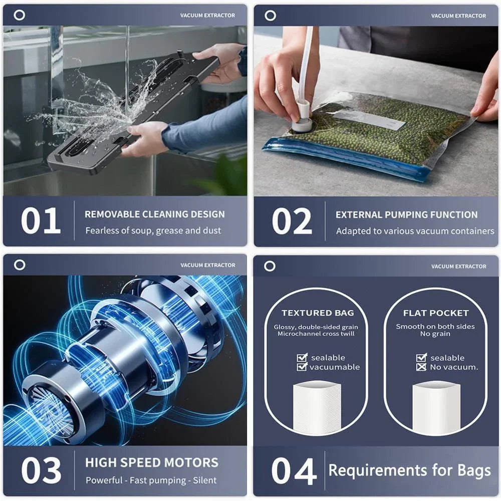 Vacuum Sealer for Home Packaging Fresh-keeping Machine Digital Display Vacuum MachineDry/Wet Food Sealer Built-in Cutter
