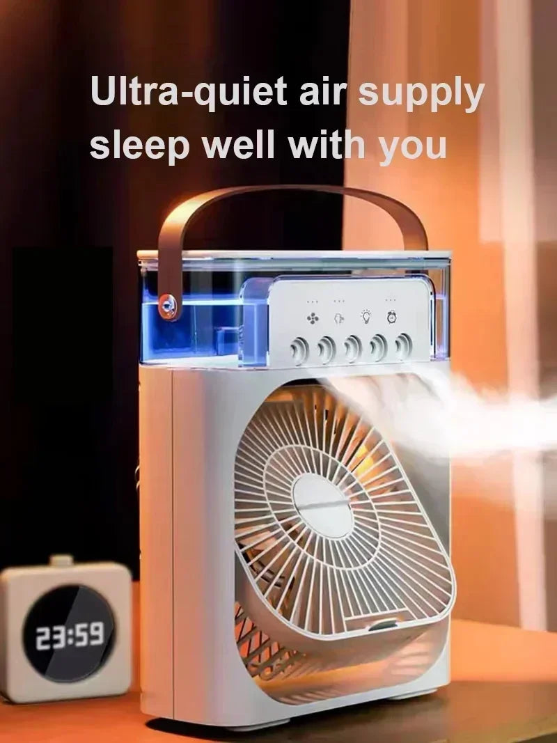 Portable 3-in-1 Air Cooler Fan-Humidifier,LED Night Light,Ideal for Office/Home Use Student dormitory,soft sound and strong wind